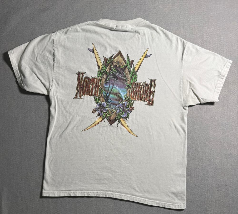 North Shore Classics Hawaii Sunset Surf Beach Waimea Bay 2 Sided T-shirt Size L